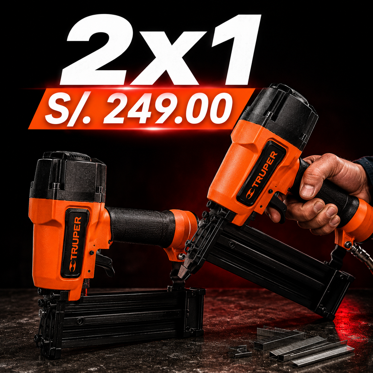 2 x 1 Clavadora y Engrapadora Neumática 2 EN 1 TRUPER®