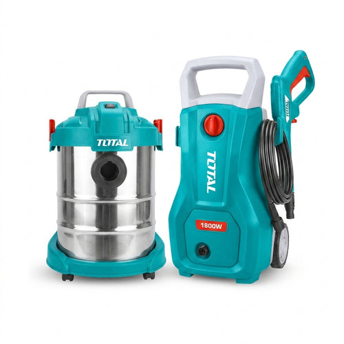 2 x 1 COMBO LIMPIEZA TOTAL - Hidrolavadora 1800W + Aspiradora Húmedo/Seco
